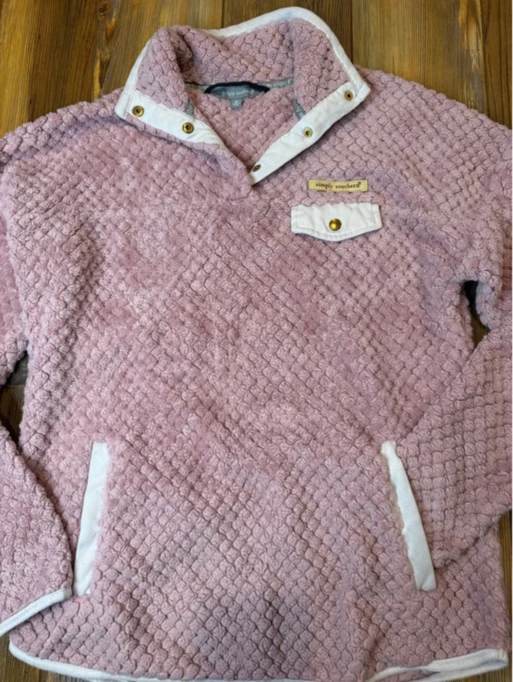 Simply Southern Women’s S Pink Sherpa Snap Pullover Fleece Cozy Teddy